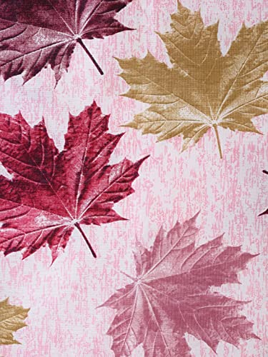 Image of HUTI 5 Feet Maroon Window Curtain Set of 2 | Semi Transparent Leaf Printed Curtain | Light Filtering Polyester | Eyelet Curtains for Living Room & Bedroom 4x5 ft (120 x 150 cm) | Best for Home Decor