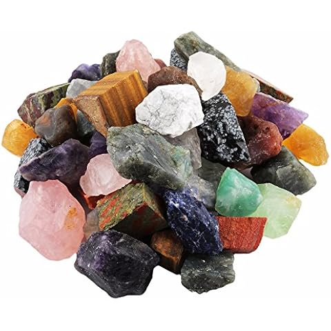 mookaitedecor 1 lb Bulk Natural Raw Crystals Rough Stones for Tumbling,Cabbing,Polishing,Wire Wrapping,Wicca & Reiki Crystal Healing,Assorted Stones Cover