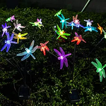 ZRJNLED Solar Garden Lights,New Upgraded Solar Swaying Lights Color Changing Butterfly Dragonfly Sway by Wind,Waterproof,Solar Outdoor Pathway Lights (Colour, 2 Pack Dragonfly)