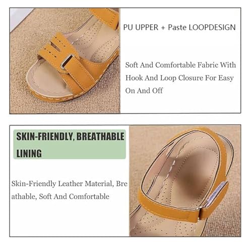 Casual Plus Size Adjustable Open Toe Low Platform Wedge Sandals, Outdoor Summer Beach Non-slip Breathable Sandals, for Outdoor, Daily, Party, Wedding, Work, Leisure, Party, Office2