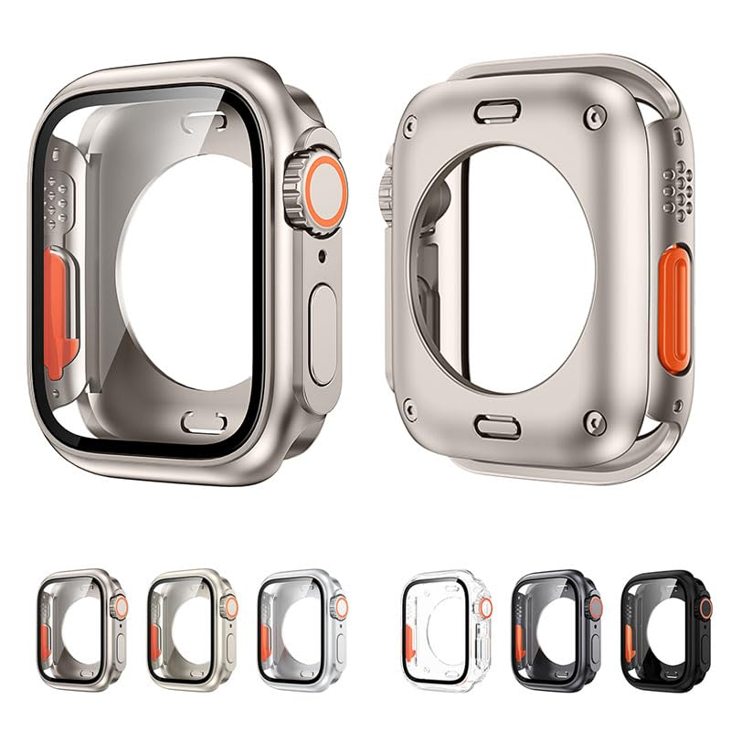 Boîtier Apple Watch 45mm protection PC rigide or rose pour iWatch 8 7 SE - 7