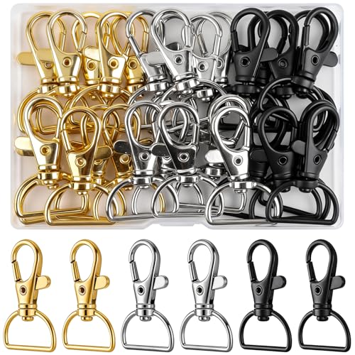 Caianwin 30 Stück Schlüsselanhänger Haken Makramee Schlüsselanhänger D Ringen Karabinerhaken Schlüsselring Lanyard Drehverschluss für Makramee Anhänger DIY Hänge Schmuckherstellung