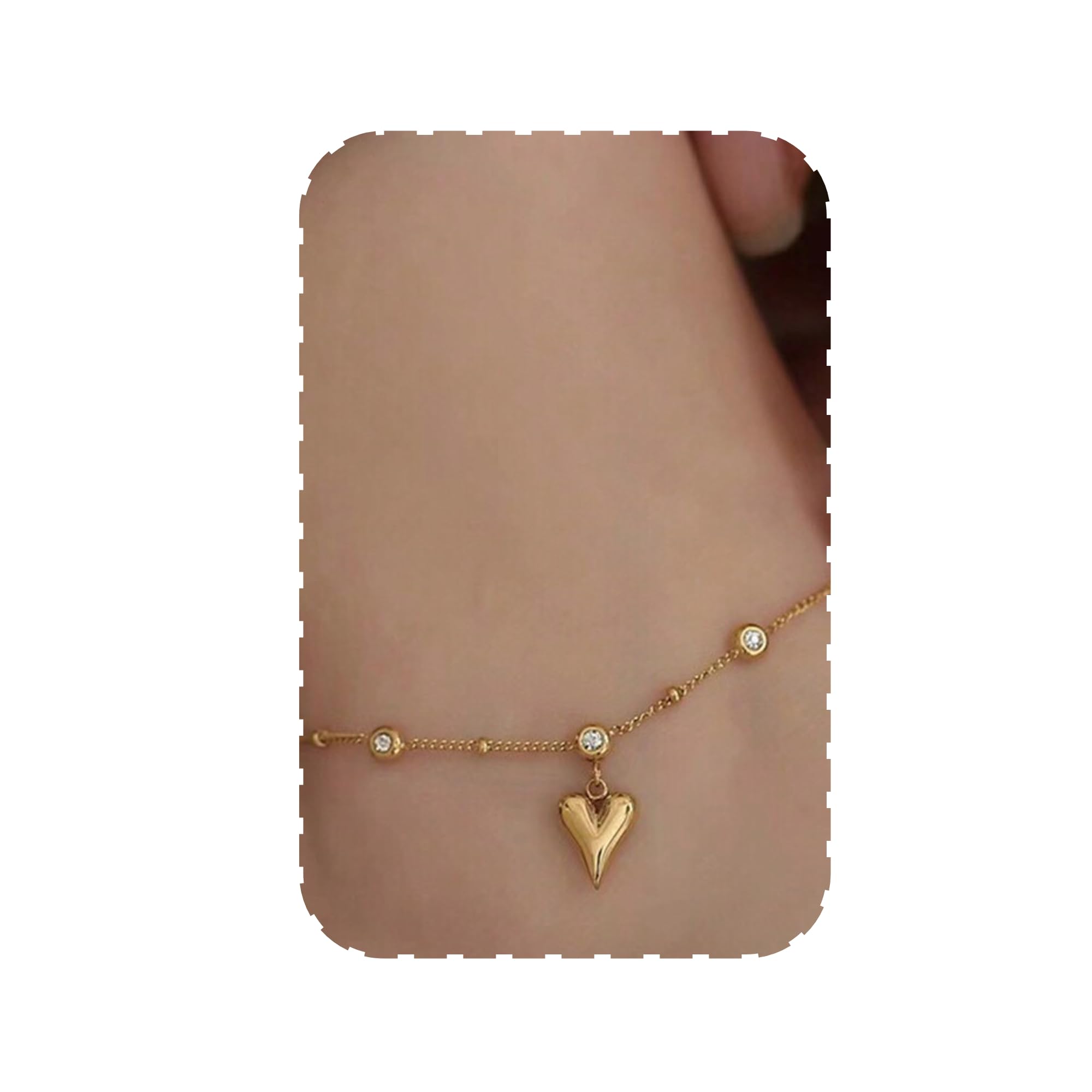 Stylish Payal Stainless Steel Gold Anklets for Women, Leg Chain, Foot Jewelry With Heart Charm Gift for Girls