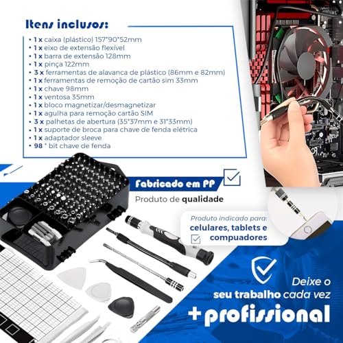 Conjunto de chaves de fenda de precisão 115 em 1 kit de ferramentas de reparo com kit de driver magn