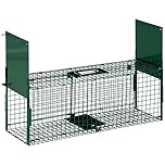 Outsunny Piège Vivant Piège de Capture dim. 80L x 25l x 30H cm pour Petits Animaux Type Les Rats et Les Souris - 2 entrées + poignée - métal Vert