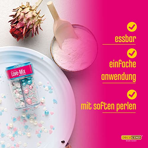 Decocino "Love-Mix" Streusel-Mix Zucker-Perlen, Streu-Konfett, Torten-Deko, Muffin-Deko für Fondant, Cake-Pops, 95g - Image 4