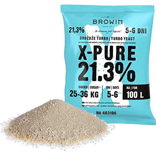 Browin 403106 Turbo Yeast X-Pure 21,3%, 100L, levadura de fermentación, levadura sin gas, levadura para alcohol, eficiente