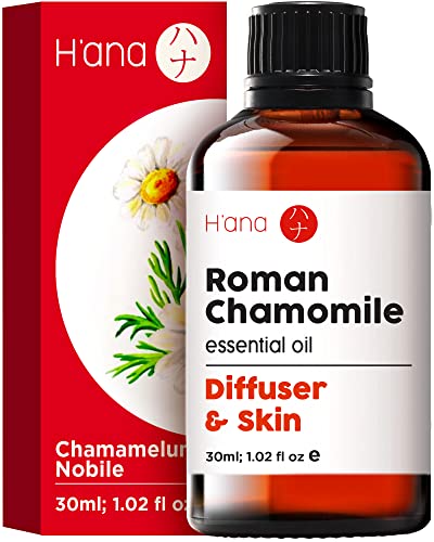 H’ana Roman Chamomile Essential Oil For Rest, Diffuser & Aches - 100% Pure Therapeutic Grade Roman Chamomile Oil For Face & Skin - Roman Chamomile Essential Oils For Aromatherapy (1 Fl Oz) #TOP10