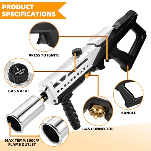 Image of Powerful Propane Torch Gun, Flamethrower With Adjustable Flame, Blow Torch for Campfire, Fire Pit Starter, Fun Gift (Propane Tank Not Included)