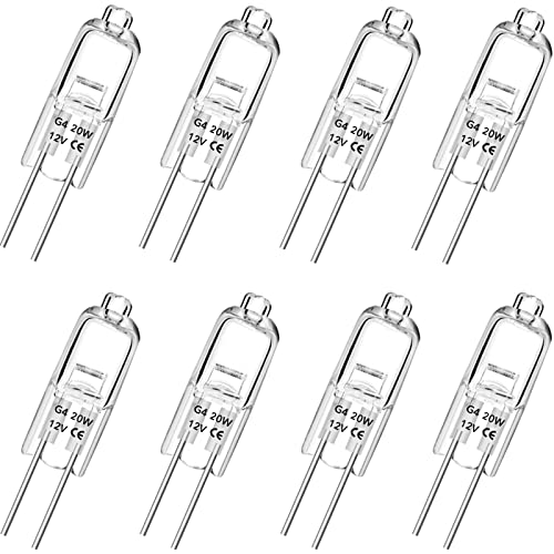 Ampoule G4 12v 20w Ampoules Halogènes, Lampe Halogène Basse Tension G4 Blanc Chaud Dimmable 2800K 350LM, Paquet de 8