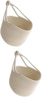SAFIGLE 2 Pçs Cesta De Armazenamento De Vime Cestas Brancas Cesta De Armazenamento Cesta De Parede Chave De Armazenamento Cesta De Parede Decorativa Corda De Juta Corda De Algodão