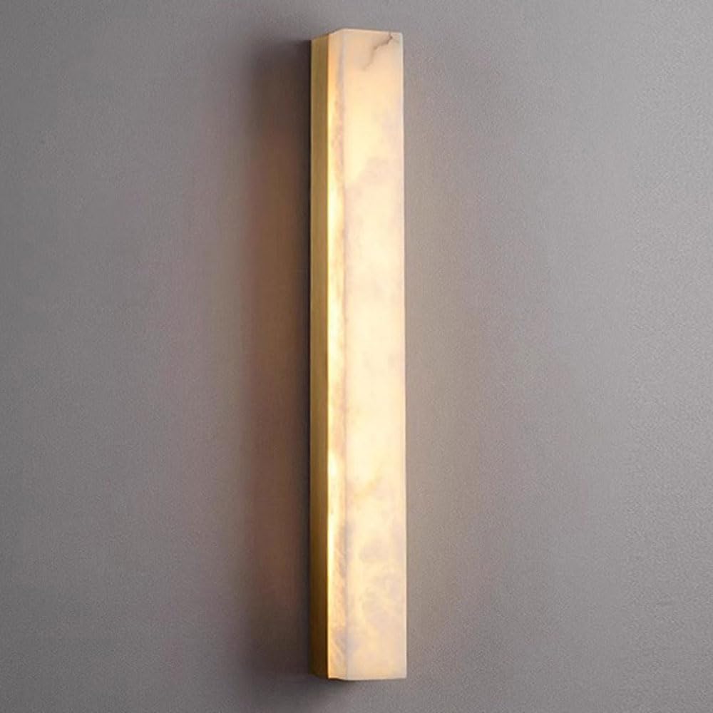 GUOGUOSM 19.7in Rectangular Wall Lamp, LED Light Source Alabaster Wall Light, Nordic Minimalist Style Marble Wall Sconce, Bedroom Stair Dressing Table Decorative Lighting Fixtures