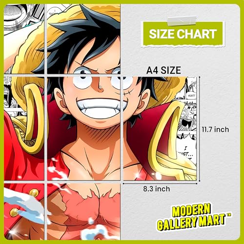 Image of MODERN GALLERY MART Pack of 20 One Piece Monkey D.Luffy Manga Poster | A4 Size Anime Wall Art (8.3 x 11.7 inch) | Manga Posters with Glue Dots | Anime Poster for Bedroom, Living Room, Office (2)
