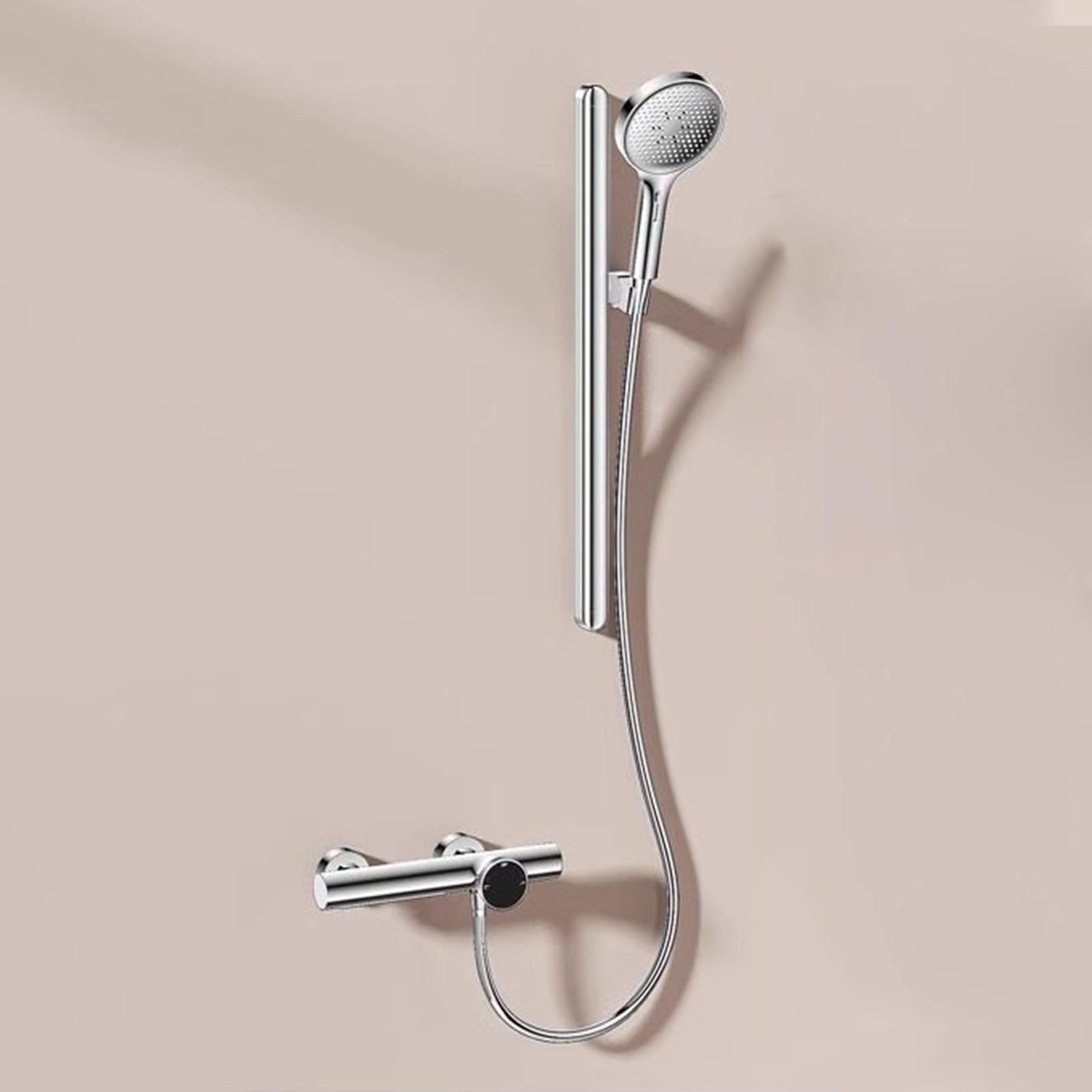 JYBNBBE Wall Mounted Bath Mixer Tap with Shower Attachment Waterfall 4 Function Sprayer Hot and Cold Bath Mixer Taps with Shower Set Brass Grey (Chrome A)