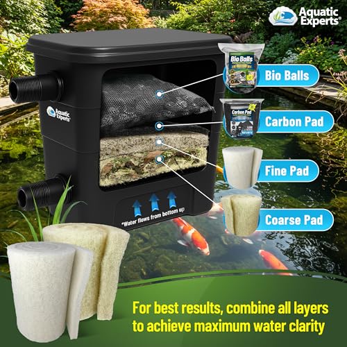 Image of Aquatic Experts Cream COARSE Pond Filter Pad - 2 inch Thick - Bulk Roll Water Garden Filter Pond Media - Made in USA (Cream Pond Bundle)