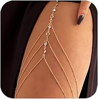 MODRSA Silver Gold Thigh Chain Rhinestone Leg Jewelry for Women - Sexy Adjustable Body Chain