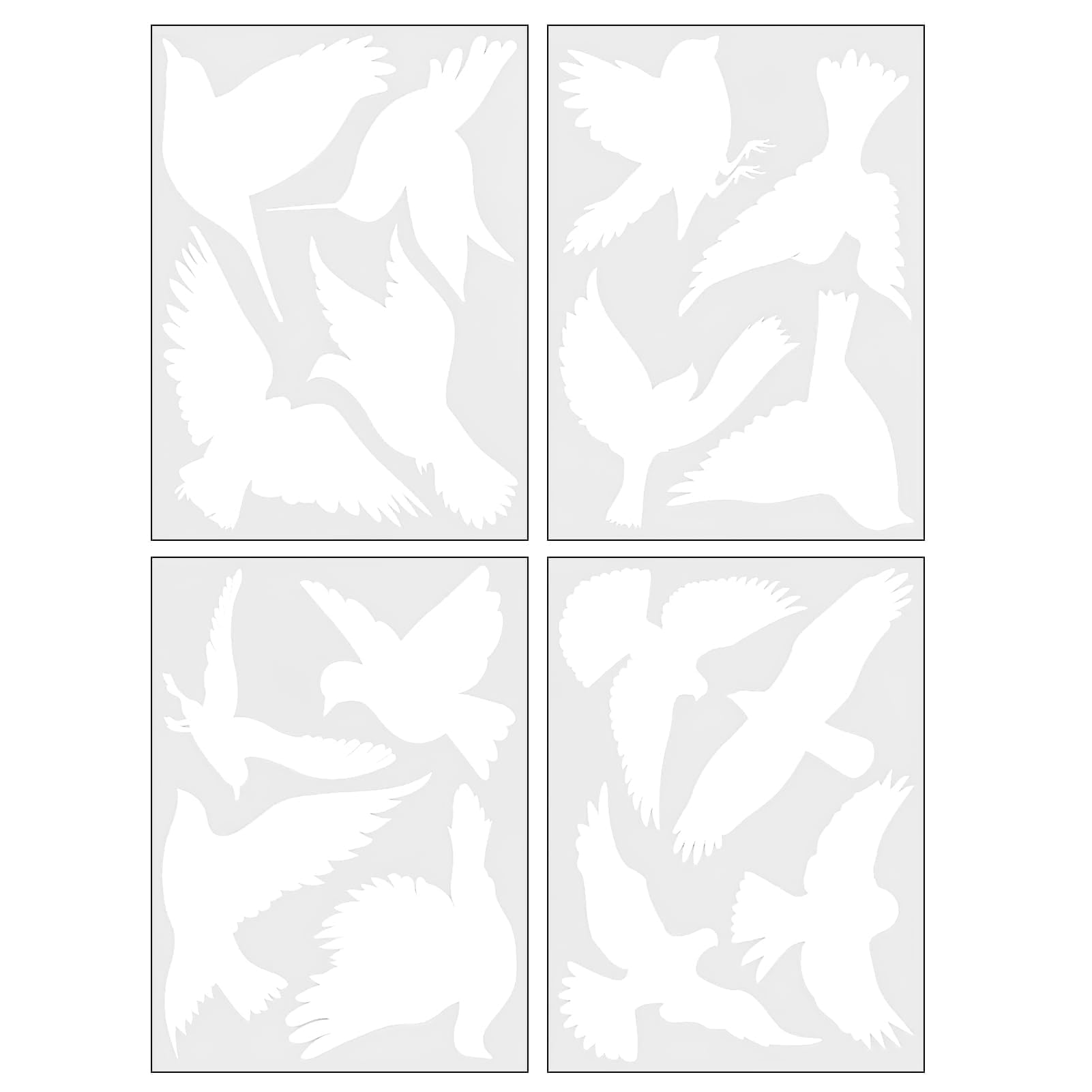 Autocollants Anti-Collision Oiseaux – 16 Stickers Réutilisables Électrostatiques, Motifs d’Oiseaux Variés, Grands Formats Translucides pour Fenêtres et Portes Vitrées Intérieures & Extérieures