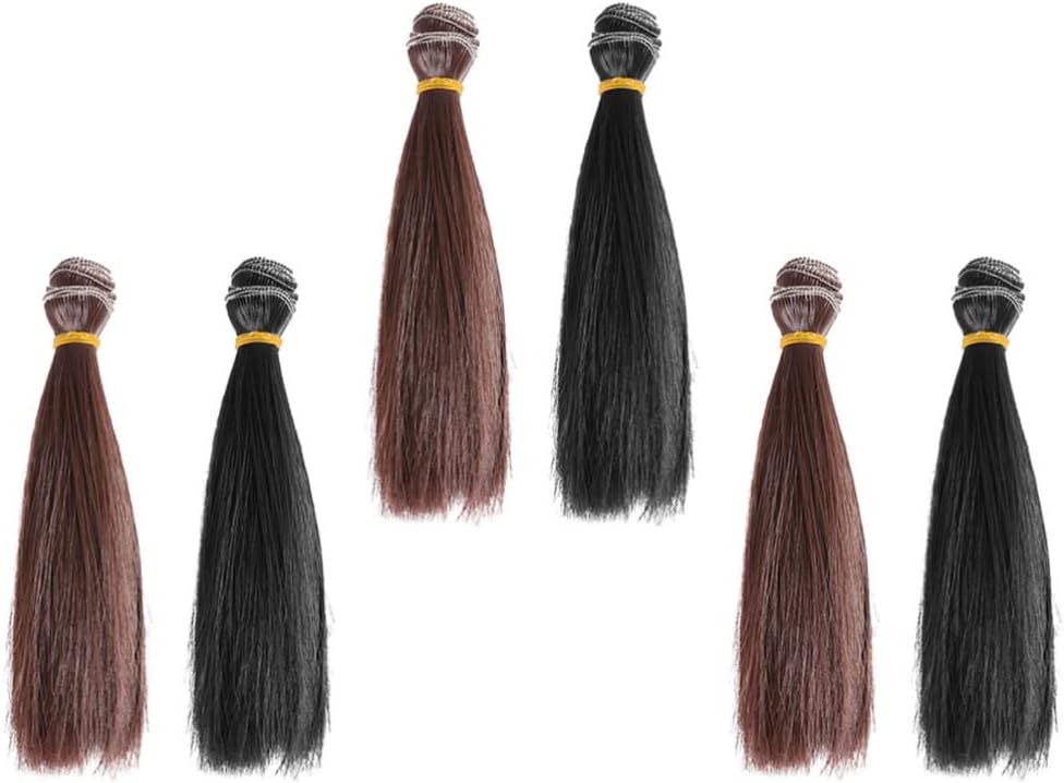 ULTNICE Doll Hair Wefts: 6pcs 15cm Straight DIY Hair Wig Extensions for DIY Craft Doll Making