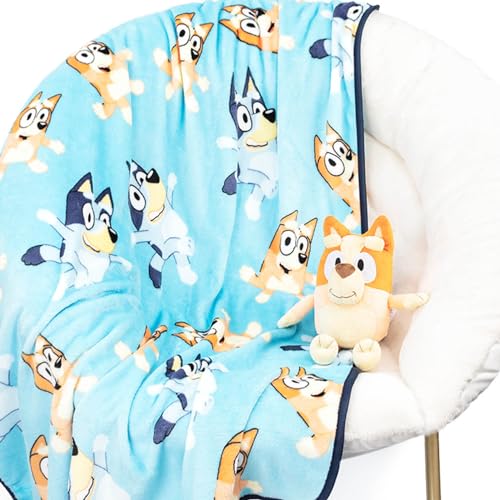 Jay Franco Bingo Plush Mini Pillow Buddy & 40 x 50 Inch Travel Throw Set - Kids Super Soft 2 Piece Bluey Blanket Set