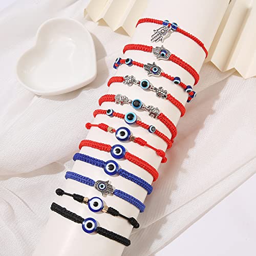 Ilgant 36Pcs Evil Eye Bracelets Pack Mexican Adjustable Bracelets Mal De Ojo Blue Red Black String Knot Bracelet Set Hamsa Bracelets Protection Beaded Bracelets Jewelry For Women Teen Girls #TOP6