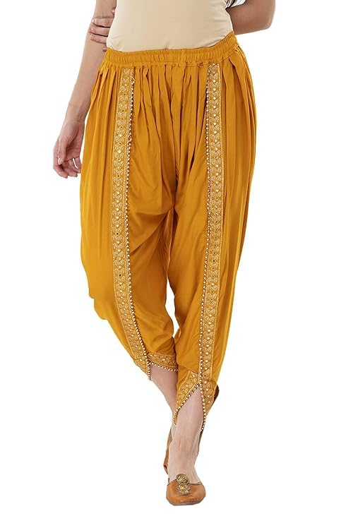 Plain Rayon Full Length Free Size Elastic Waist Dhoti Harem Pants Ethnic Bottom Wear for Women(28 Till 34) Mustard-picture-23