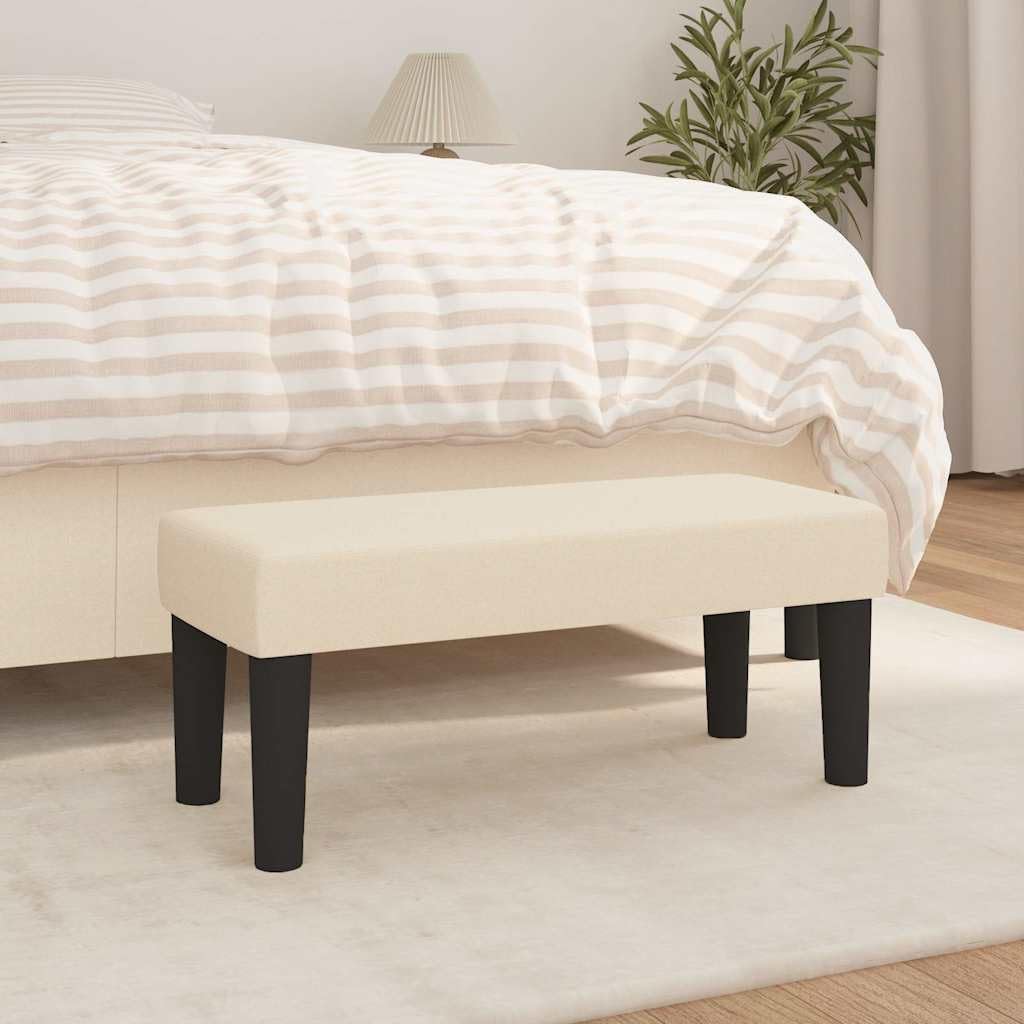 Banco acolchado de tela crema 70 x 30 x 30 cm con acolchado de espuma, versátil baúl para pasillo, dormitorio, salón, comedor, espacio de almacenamiento y estante
