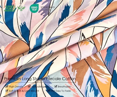 Image of SLEEPBELLA King Size Duvet Cover Set with Button Closure - Multicolor Leaves Botanical Luxury Bedding for a Comfortable Sleeping