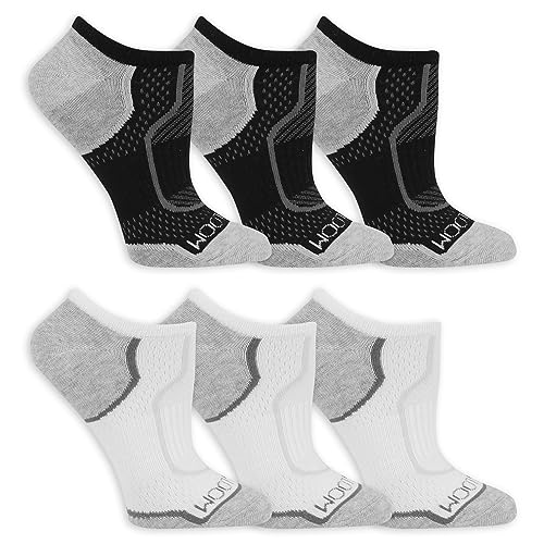Fruit Of the Loom Womens Lightweight CoolZone No Show Socks (6 Pack) Black Assorted 8-12