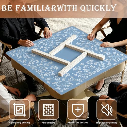 Tapete Mahjong 33x33 in azul/blanco antideslizante miniatura 2