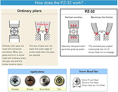 Alicates de tornillo Engineer pz-32 extraen pernos oxidados y dañados sin esfuerzo 4