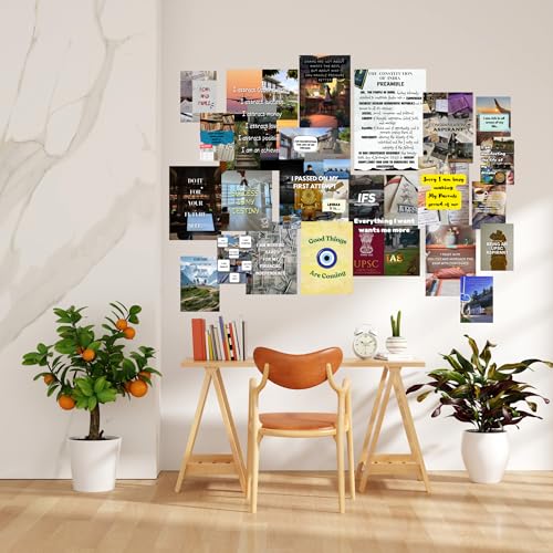 Image of Yellow Town India UPSC Motivation Poster Kit for Aspirants | 21 Multisize (Four A4, Eight A5, Nine A6) Hostel-Friendly Wall Posters with Free Adhesive Tape Roll | 300 GSM Glossy Card Stock Prints | Study Room & Exam Preparation Decor