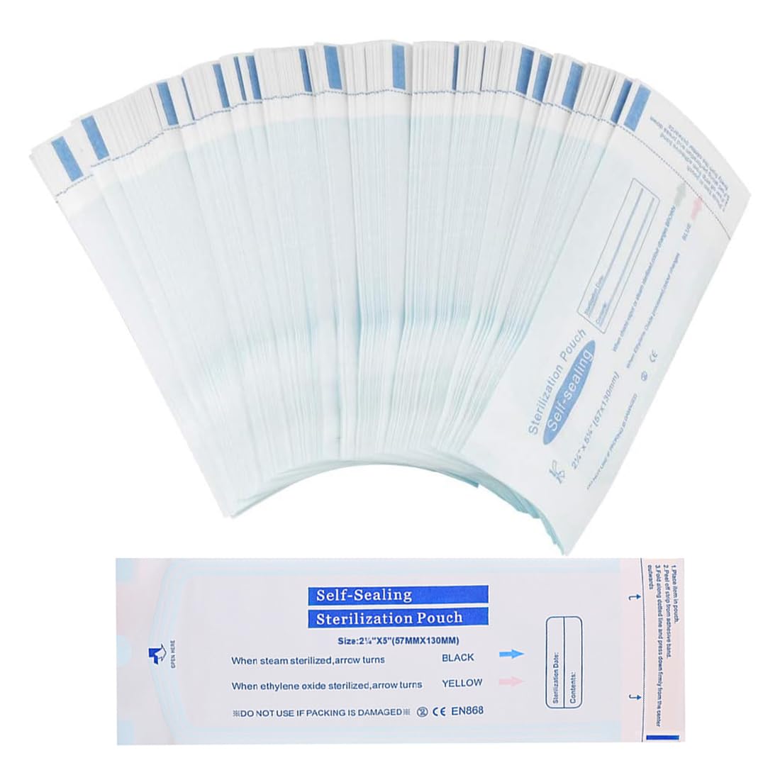 Bolsas Esterilización Manicura para Autoclave 57x130 mm 200 unidades