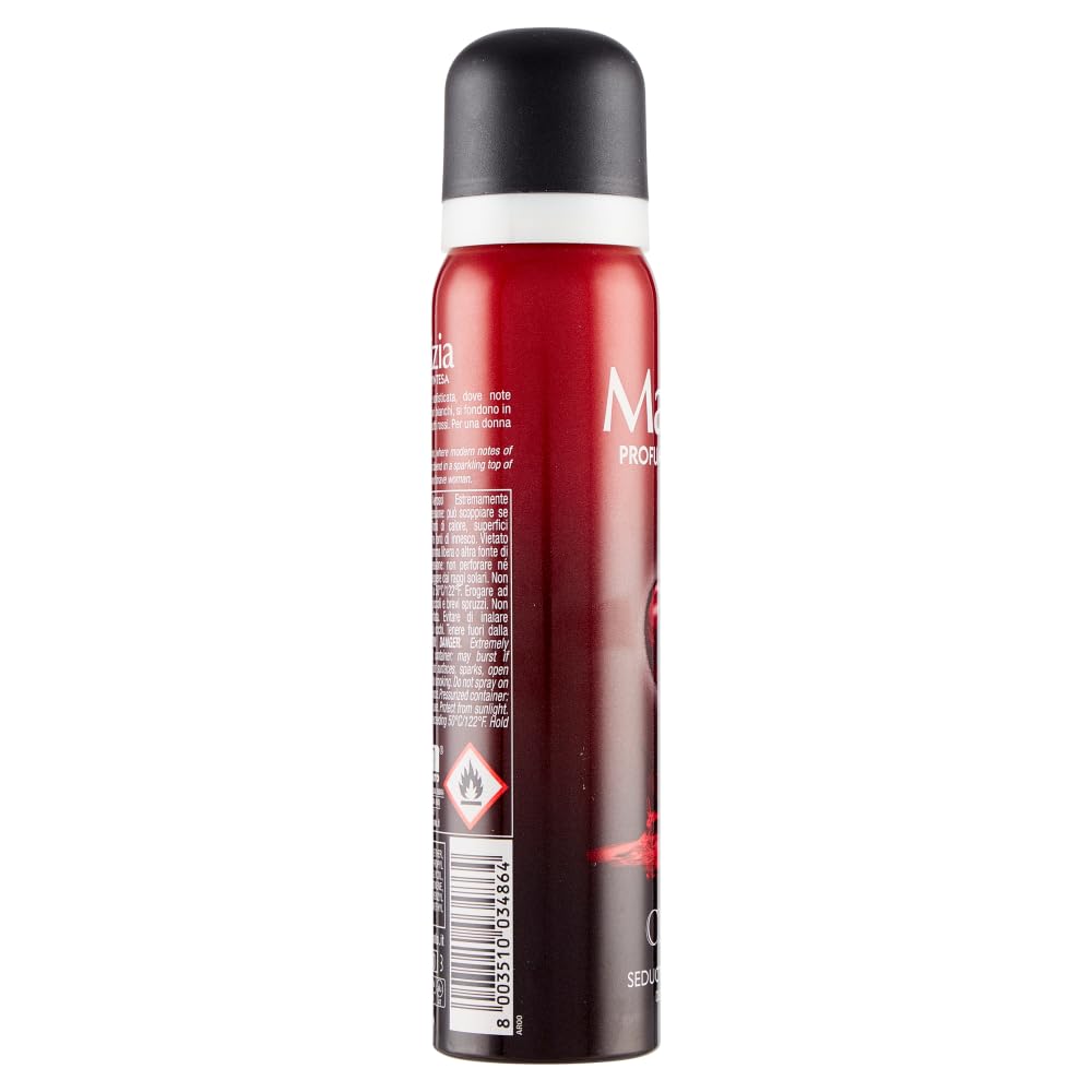 12x MALIZIA Deodorante Donna Chérie Seduction Parfum,Deodorant Deo Spray für Damen 100ml + Beni Culinari Kostenloser Schlüsselanhänger