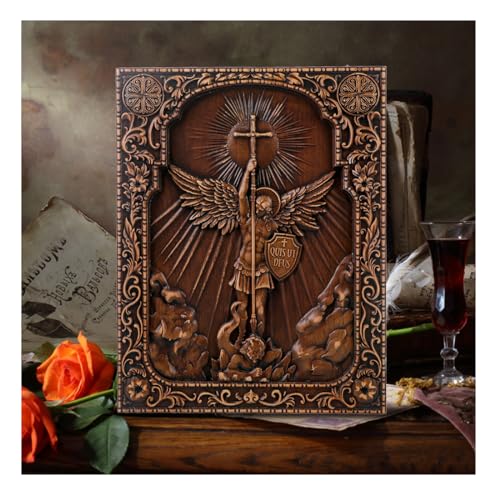 Placa de madera de San Miguel en cruz, relieve religioso decorativo para pared de hogar 5