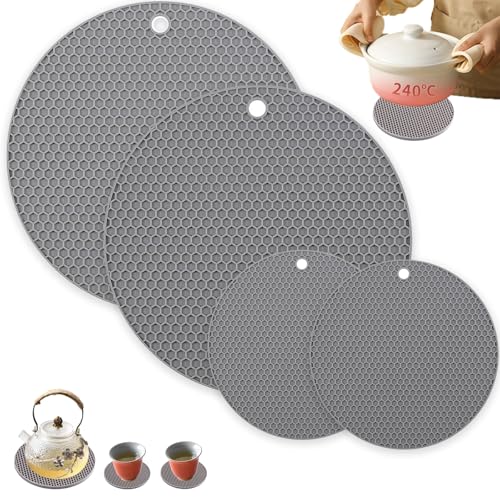 4-Pack Silicone Trivet Set, Heat Resistant Non-Slip Pot...