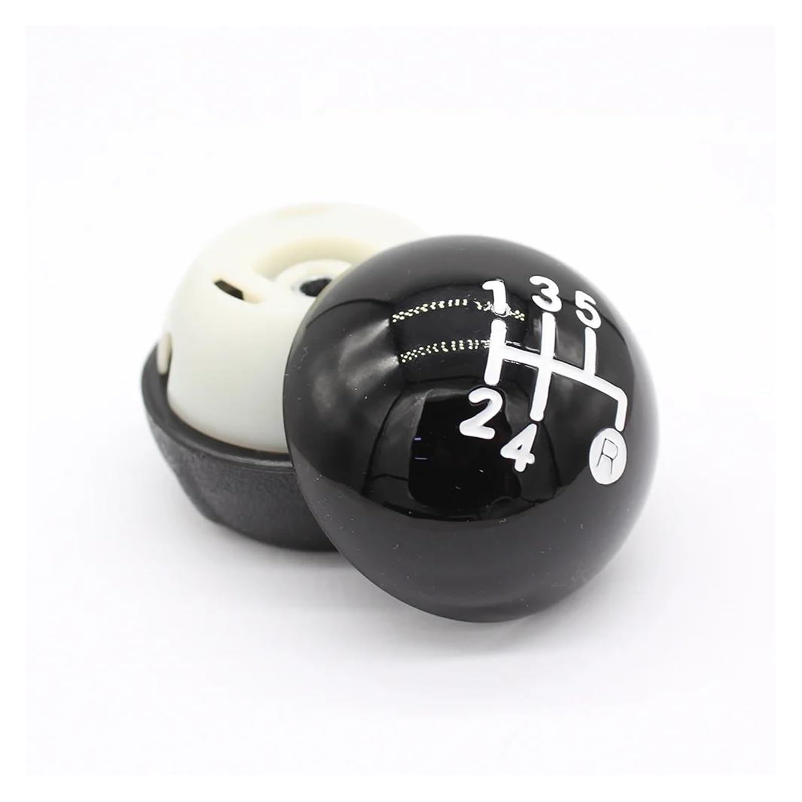 WLNWERDPKK Gear Shift Knob 1PCS for Fiat 500 500c 2012-2013 Black Silver 5/6 Speed Shift Knob Gear Knob Stick Knob(Black 5 Speed)