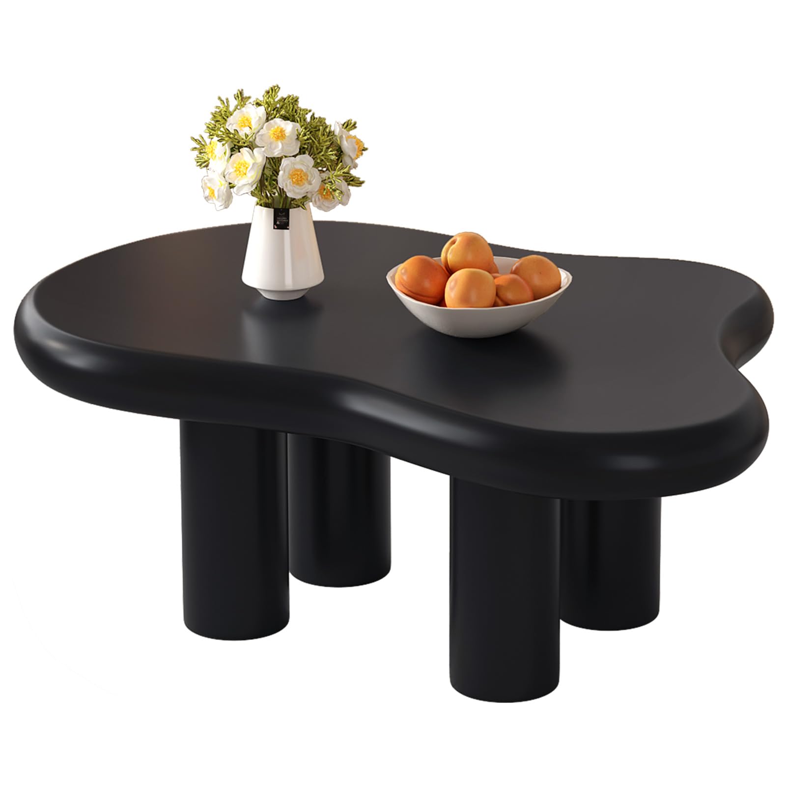 Moderna mesa de centro Cloud-Sd Nordic Sle Irregular con Eds redondeados Escultural Mesa de centro baja para sala de estar para decoración del hogar (negro)