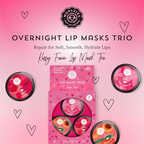 Overnight Lip Sleeping Masks Trio - All Natural Hydrating Lip Treatment (3 Pack, Kissy Face)