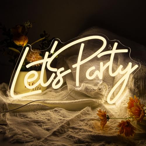 Lets Party Neon Sign LED Lets Party Neon Light Up Signs for Wall Decor