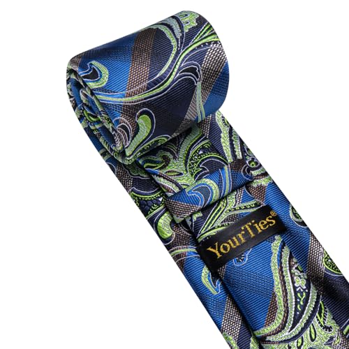 Image of YourTies Floral Ties for Men Silk Tie and Pocket Square Set Business Formal Mens Neckties with Gift Box Wedding
