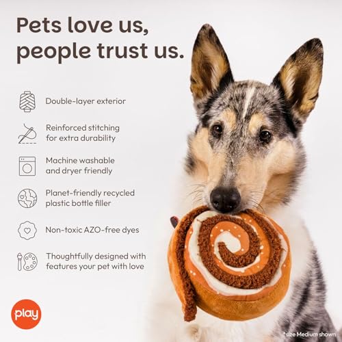 P.L.A.Y. Niedliches Plüsch-Hundespielzeug – Café, Lebensmittelthema, langlebig, Quietschspielzeug, ideal für Welpen und kleine, mittelgroße und große Hunderassen – maschinenwaschbar, recycelte