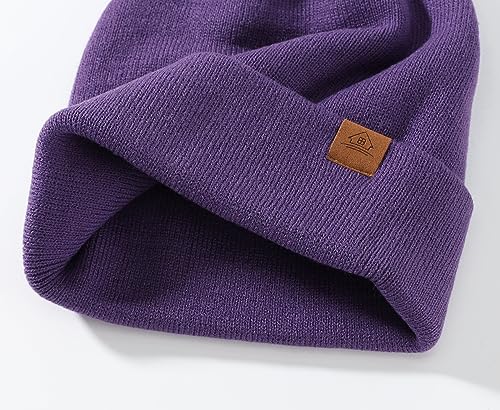 Image of Home Prefer Mens Winter Hats Acrylic Knit Cuff Beanie Cap Warm Womens Beanie Hat