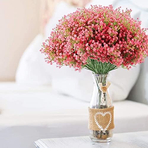 Uhky 6 Pcs Artificial Baby Breath Gypsophila Flowers Bouquets Real Touch Flowers for Wedding Party DIY Wreath Floral Arrangement Home Decoration (Pink) - Image 2
