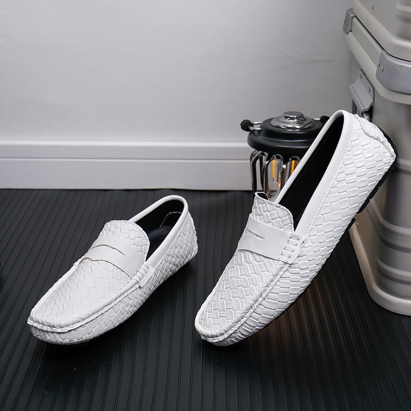 Loafers for Men Square Toe Vegan Leather Stone Pattern Penny Loafers Flat Heel Anti-Slip Lightweight Wedding Fashion Slip-ons2
