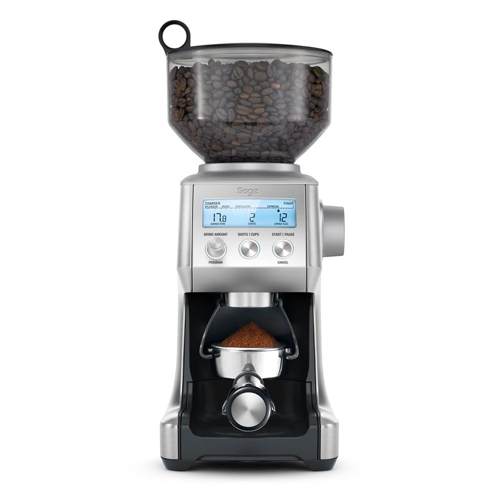 Sage The Smart Grinder Pro – Macinacaffè Elettrico Programmabile Con 60 Livelli Di Macinatura – Display LCD, Macine Coniche In Acciaio Inox, Timer Di Precisione – Acciaio Inox Spazzolato