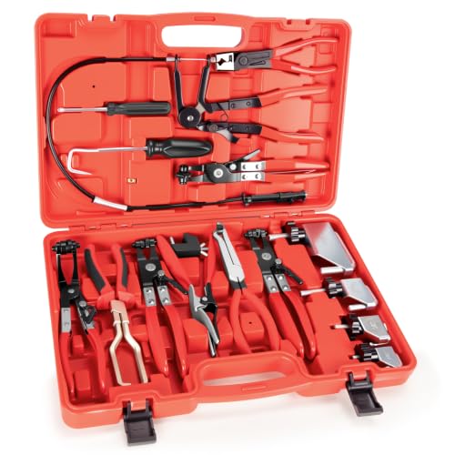 Image of BETOOLL Hose Clamp Pliers 16PCS, Hose Clamp Removal Tool Kit with Long Reach & Flexible Wire Tools for Radiator, Heater, Coolant & Water Hoses
