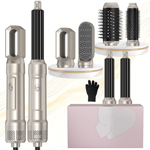 UKLISS Hairstyler 6 in 1 Airbrush Haarstyler | Pro Air Styler Set - 1000W Rundbürstenföhn, Air Curler, Warmluftbürste, Föhnbürste, Haartrockner, Glättbürste | Styling für Alle Haartypen