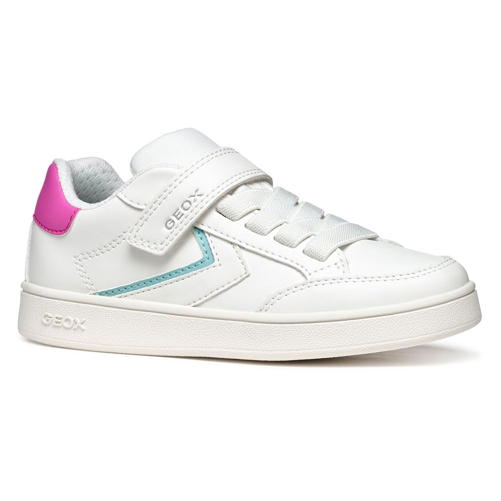 Geox J ECLYPER Girl B Sneaker, White/Fuchsia, 12.5 UK