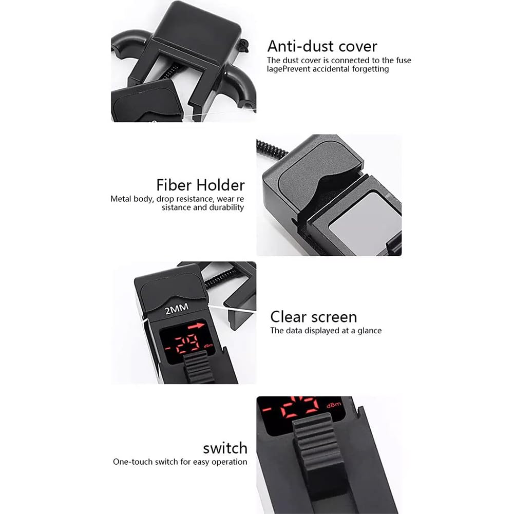 QUTBAG Identificateur de Fibre Optique, Outil de Test de Fibre pour 800-1700 nm, Instrument de Test de Communication de Fibre Optique, testeurs câbles réseau Ligne de Fibre 250 μm/900 μm/2 mm/3 mm