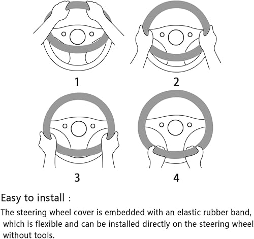 Miniatura 7 de Funda mullida para volante de automóvil, protector cómodo y cálido para decoración de automóvil, fundas universales de 15 pulgadas, accesorios